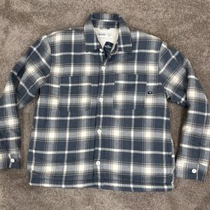 Hollister Men's M Sherpa Lined Shacket Blue White Plaid Shirt Jacket Flannel NWT